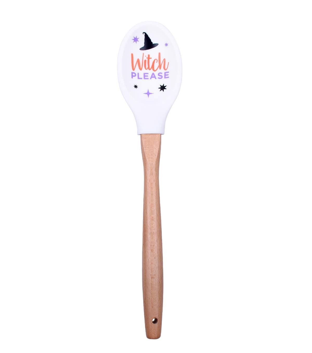 Happy Halloween Silicone Spoonula Holiday Kitchen Utensil (White, Witch Please)