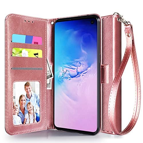 ADroid Samsung Galaxy S10e Wallet Case, Luxury PU Leather Flip Full Body Phone Cover with Kickstand and ID Credit Card Slot Holder for Samsung Galaxy S10e-Rose Gold