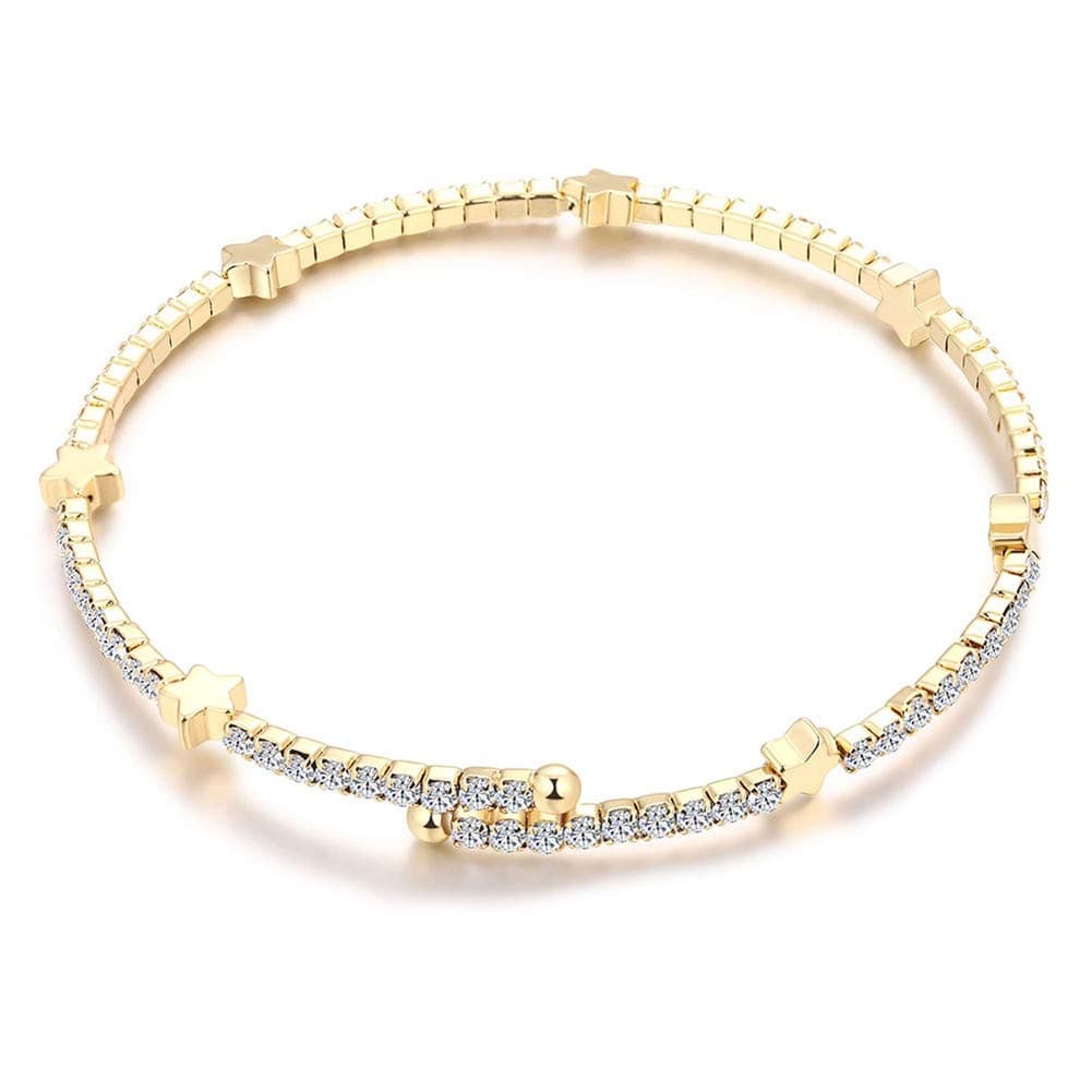 XMYL Valentines Gifts Bracelet Bangles Pentagram 18k Gold Crystal Diamond with a Beautiful Gift Box,Girls' and Women's Fashion