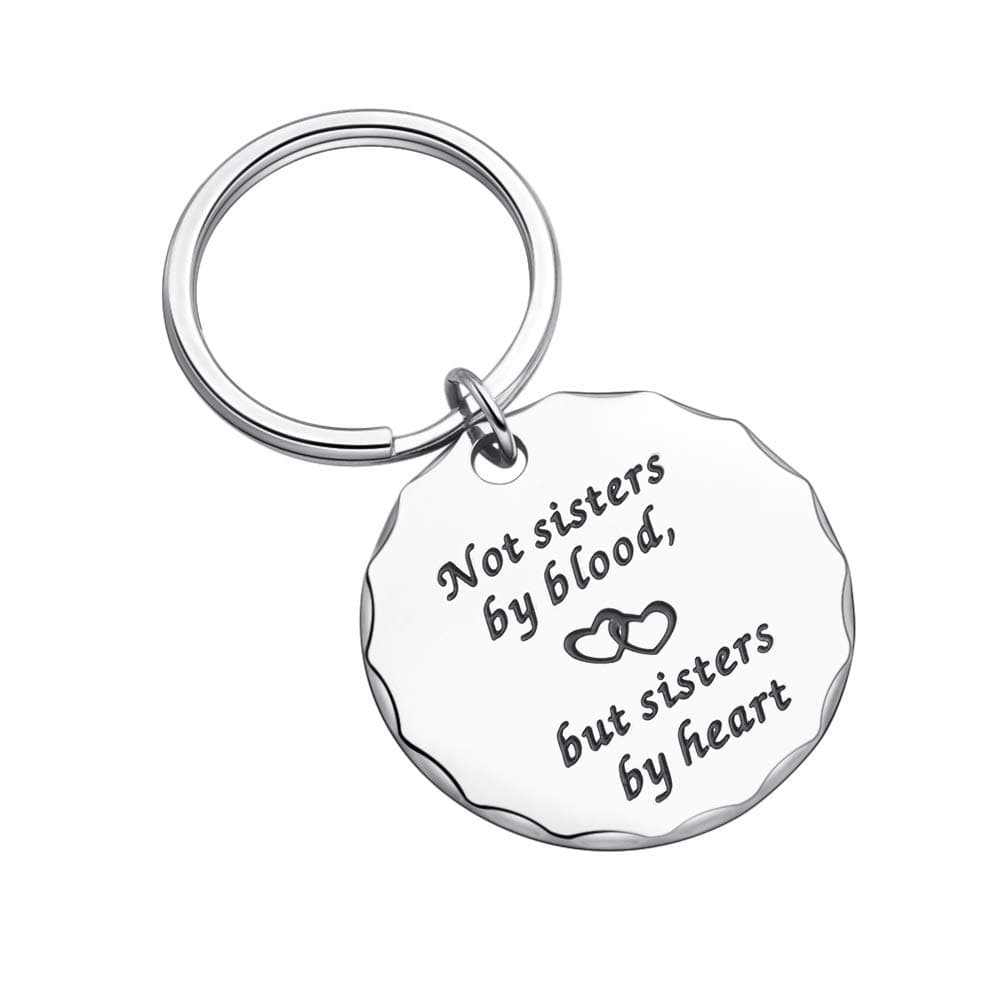 Best Friend Gifts Sister Keychain for Women Girls BFF Gift Not Sisters by Blood But Sisters by Heart Friendship Birthday Graduation Wedding Key Ring Pendant Charm
