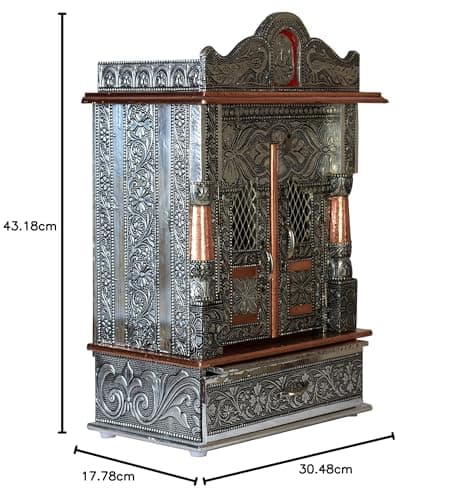 Brilliant Home Designs Wood Home Temple (Silver_12 Inchx 17 Inch X 7 Inch)