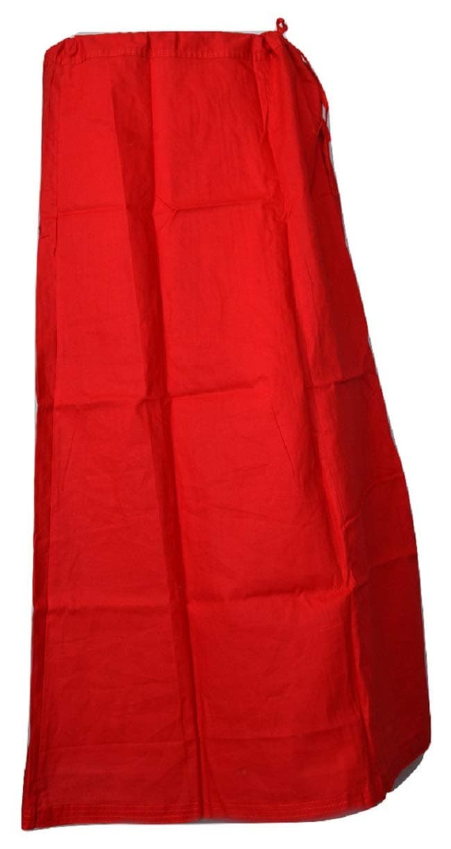 Saree Petticoat Cotton Fine Stitched Trandy Adjustable Waist Saree Underskirt Lining Skirt Indian (Red No 21)