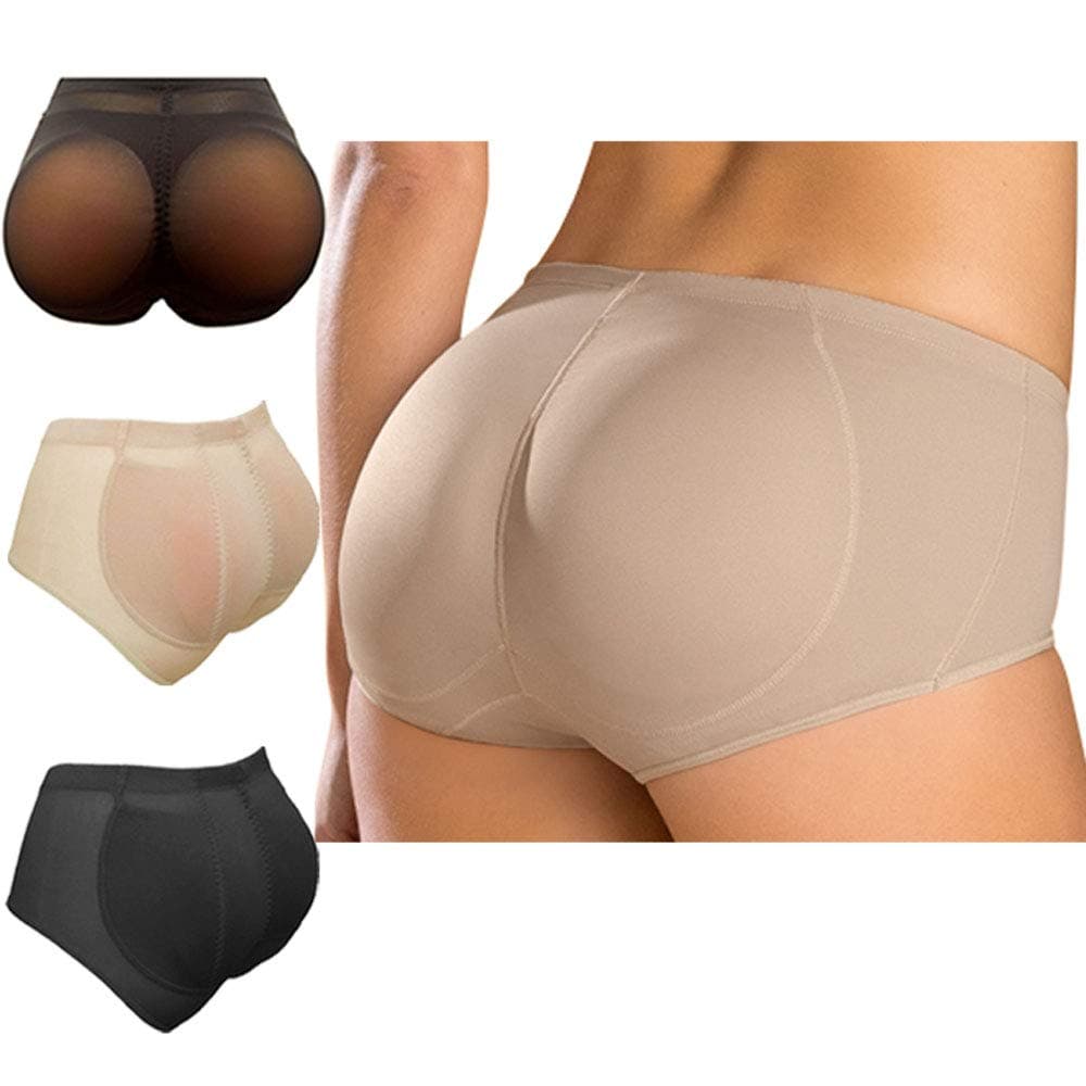 LikeEJayPush Up 100% Silicone Butt Pads Buttocks Enhancer Body Shaper Tummy Control Panty Set (L, Beige)