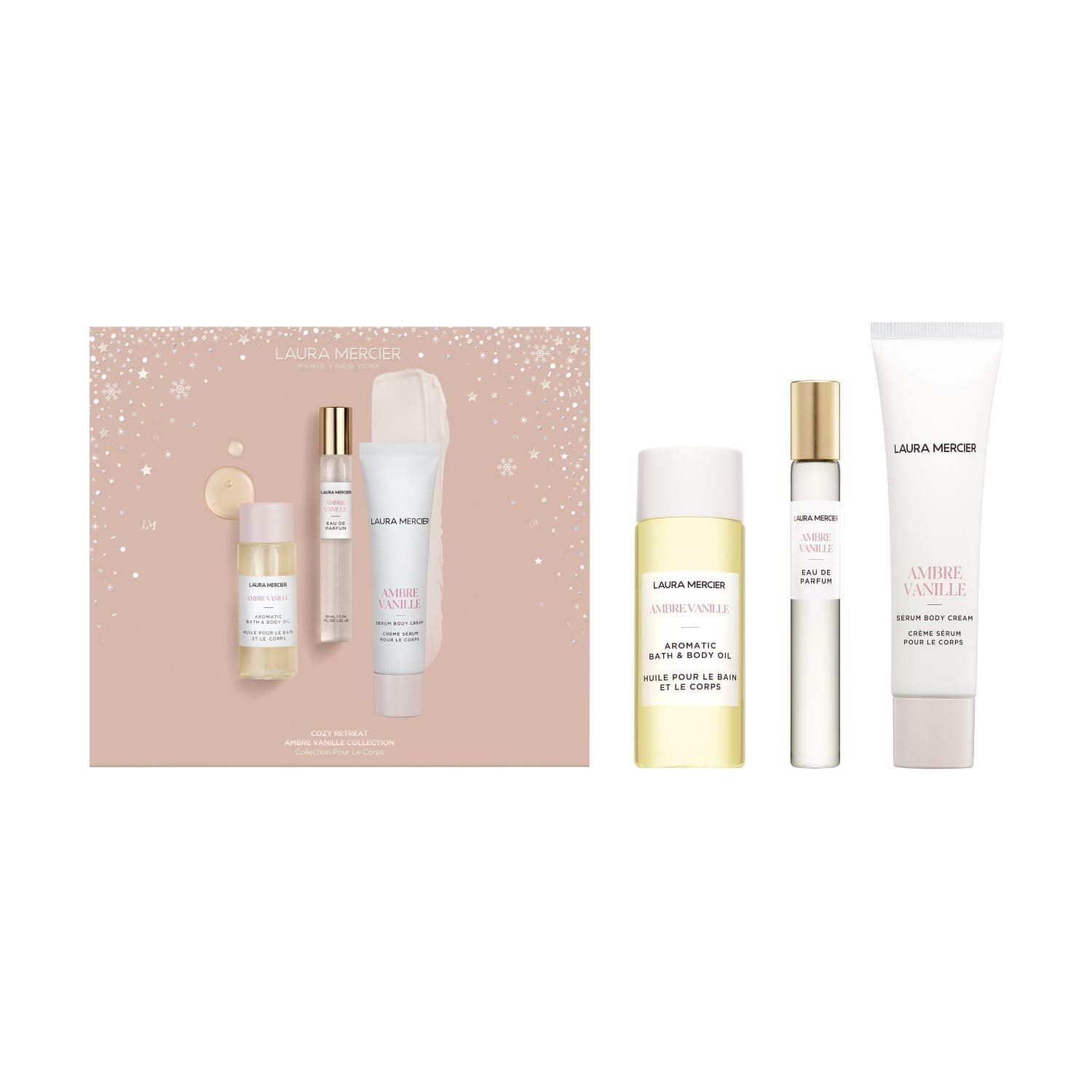 Laura Mercier Serum Body Cream, Moisturizing Serum-Infused, 48HR Hydration, Improves Skin Barrier, Soothes Dry Skin, Shea Butter and Squalane Intensely Nourishes, Cozy Retreat Ambre Vanille Collection