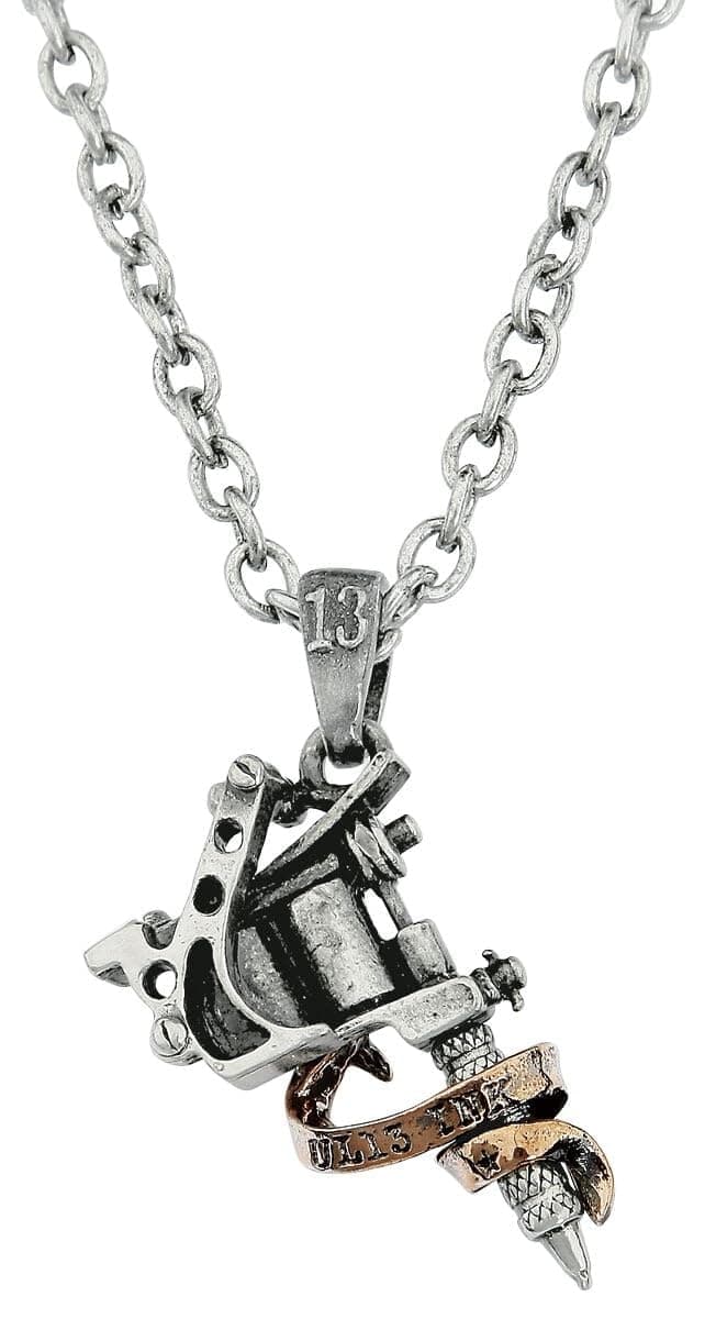 Alchemy Gothic Alchemy: Pewter Pendant: Tattoo Gun Unisex Necklace Silver-Coloured, Pewter,