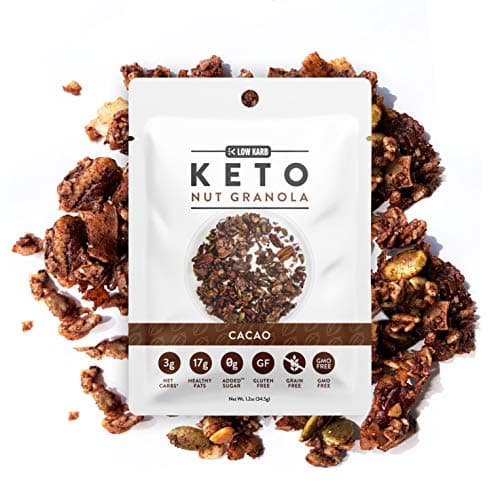 Low Karb - Keto Single Serve Nut Granola Healthy Breakfast Cereal (12 Pack) Low Carb Snacks & Food - 3g Net Carbs - On The Go Snack - Almonds, Pecans, Coconut, and more (12 x 1.2 oz) (Cacao)