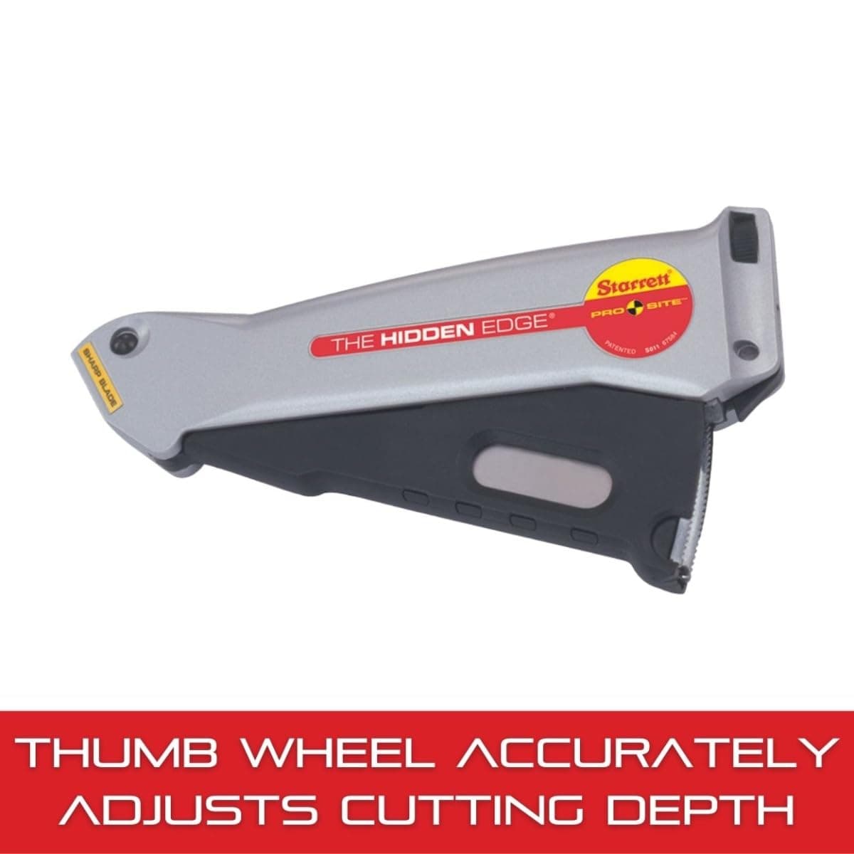 Starrett Hidden Edge Utility Knife with Easy to Use Safety Lock and Level for Fast, Tool-Free Blade Changes - Retractable Lever Action, Aluminum Case Material - S011