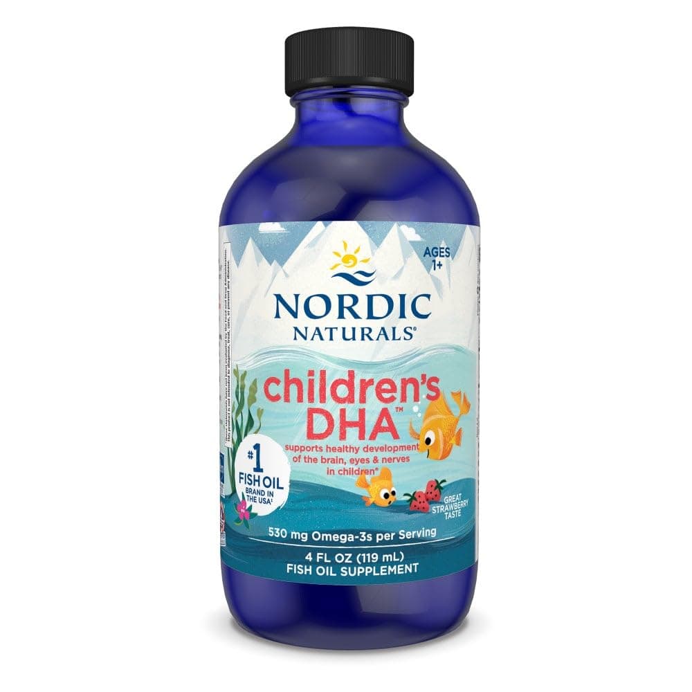 Nordic Naturals Children's Dha For Omega 3 | Fish Oil For Kids 530Mg From Arctic Cod Liver Oil | Omega 3 Fish Oil Epa & Dha For Kids For Brain Development & Immunity | Strawberry Flavour 4 Floz 119 Ml