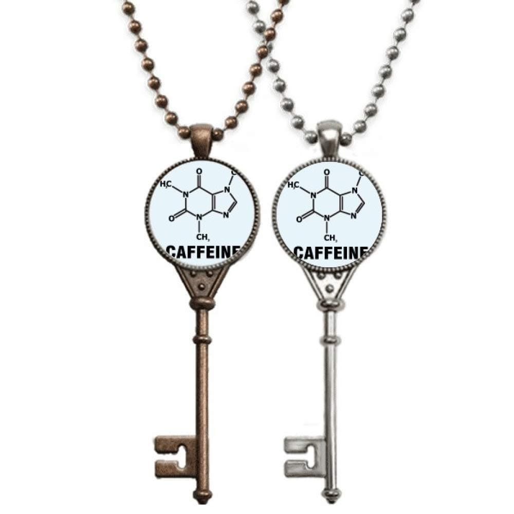 GenericChemical Caffeine Substance Molecule Key Necklace Pendant Jewelry Couple Decoration