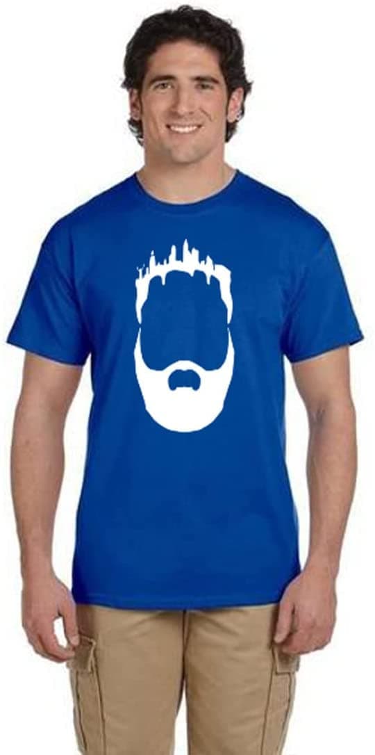 Hall of FameNew NWT Beard Silhouette Skyline Harden T-Shirt Menâ€™s, Blue, M