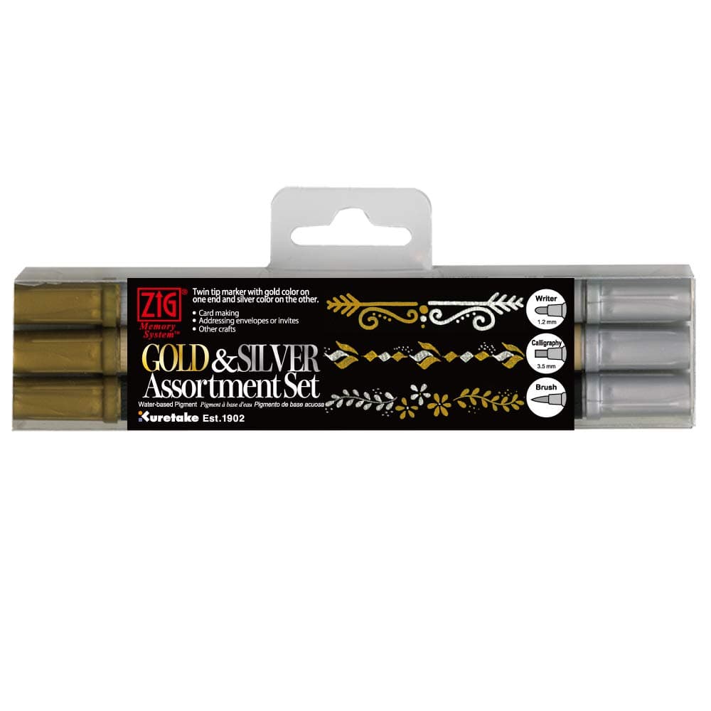 Kuretake ZIG Memory System Assortment Set-Gold & Silver