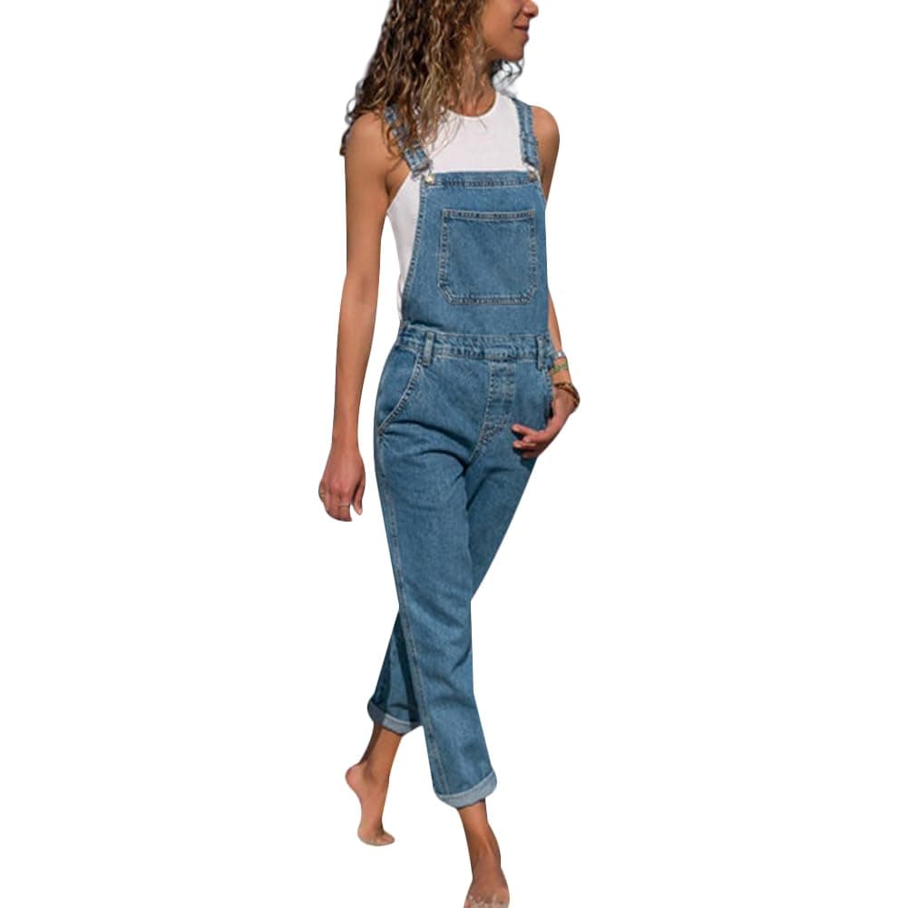 Tidecc Women Denim Dungaree Jumpsuit Multi-Pocket Long Pants Jeans Dungarees Overalls 4 Colors