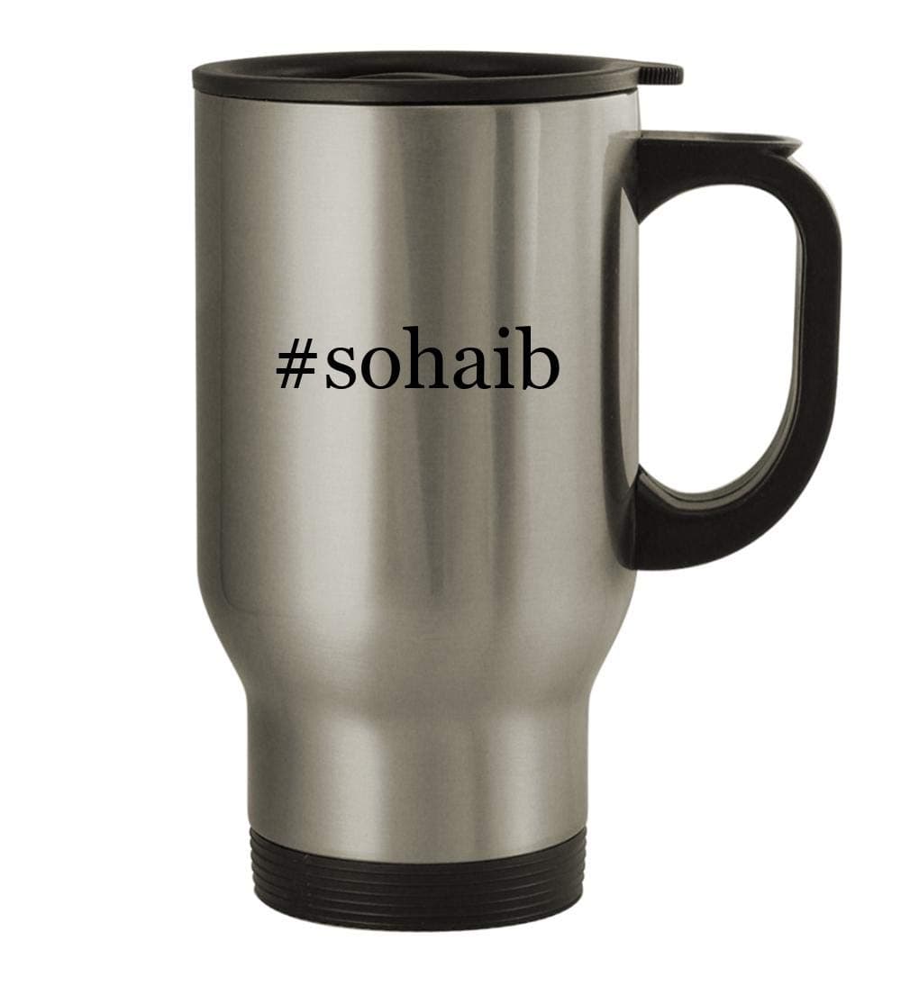 #sohaib - 14oz Stainless Steel Travel Mug, Silver