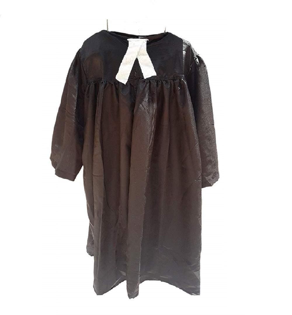 Shopluvonline Polyester Unisex Community Helper Lawyer Gown Costume with Lawyer Tie | Attorney | Judge Fancy Dress for Kids (Black) (5-6 yrs)