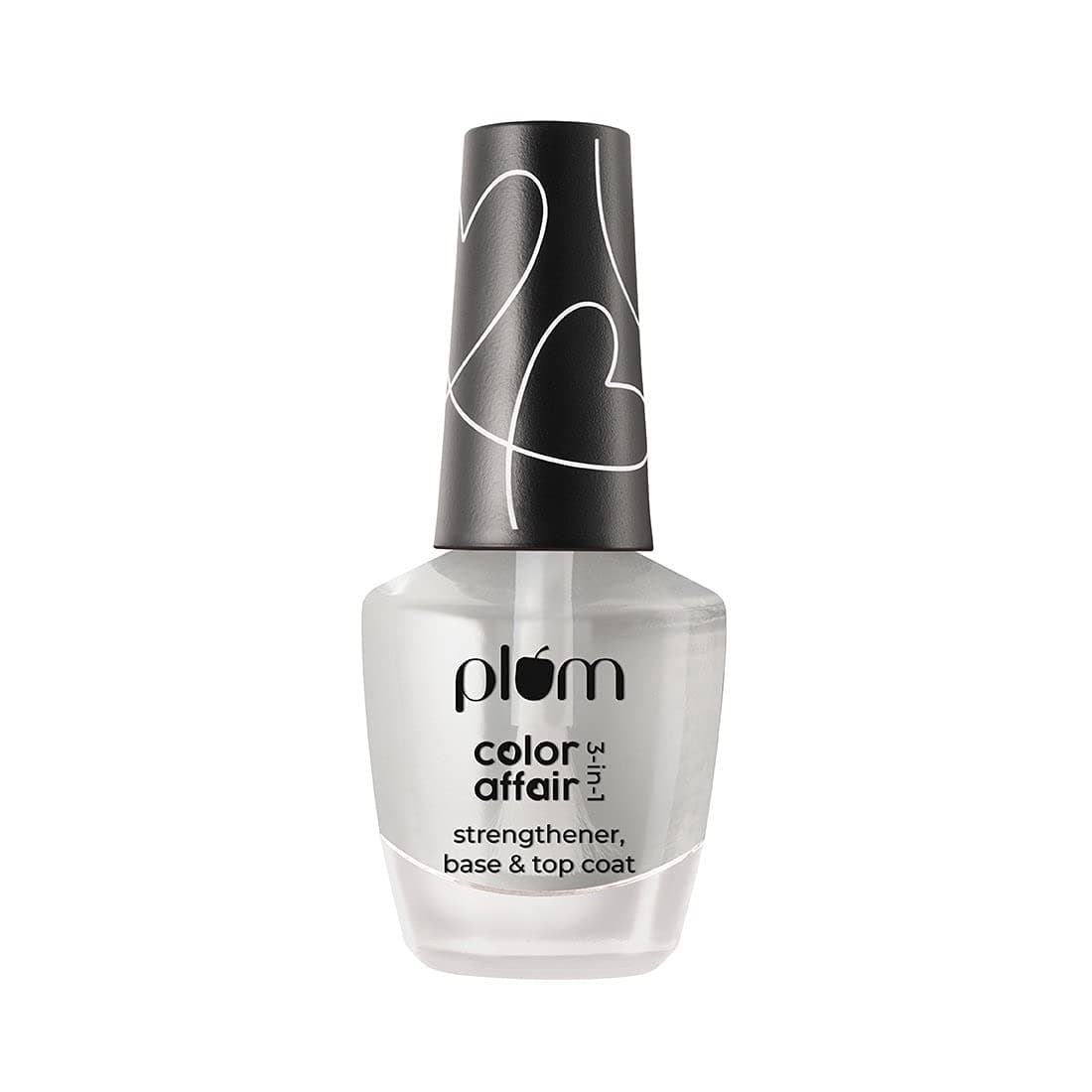 Plum Glossy Finish Color Affair 3-in-1 Strengthener Base & Top Coat | 7-Free Formula with AHA & Avocado Oil | 100% Vegan & Cruelty-Free Nail Care | 11ml