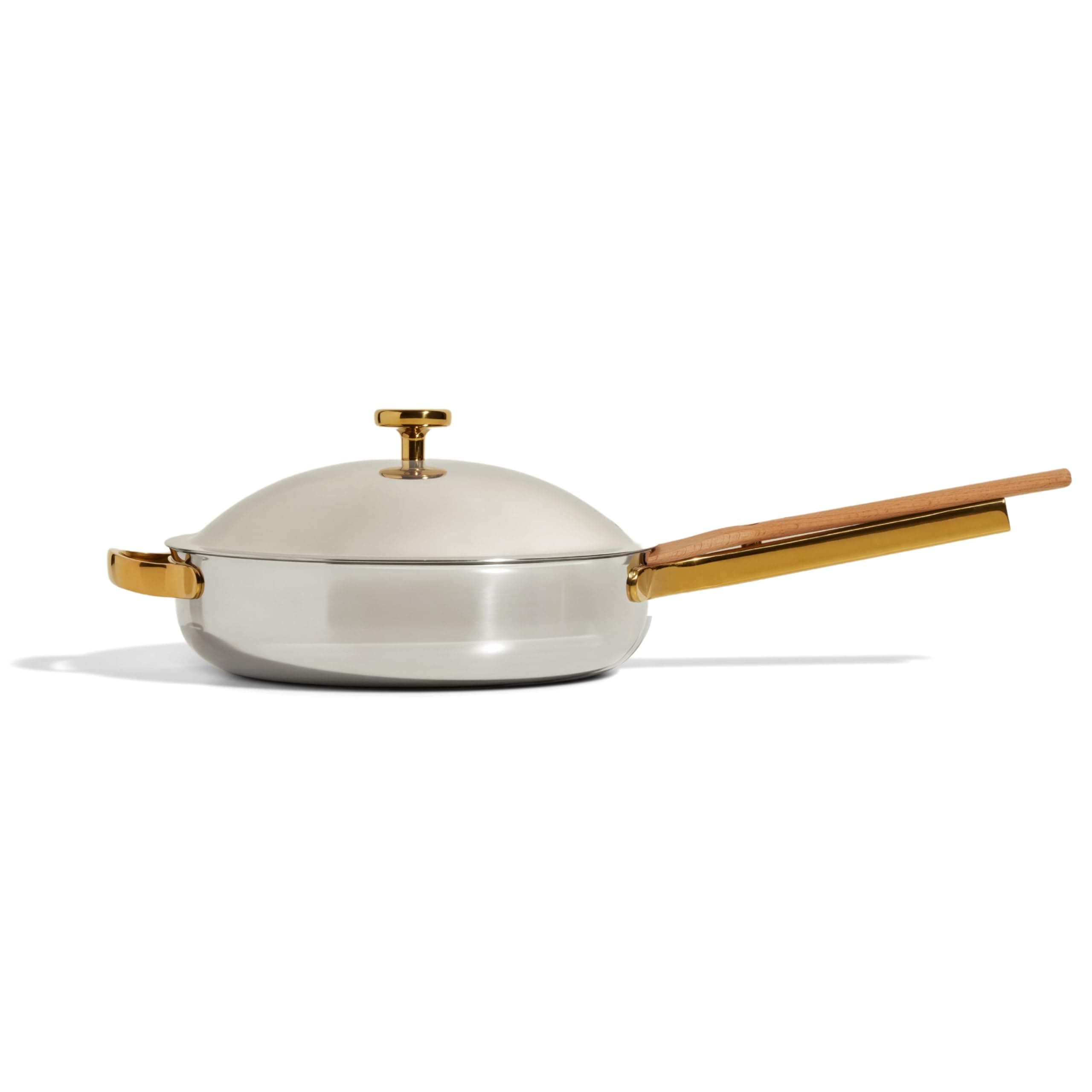 Titanium Always Pan Pro - No-Coating Nonstick Technology | Tri-Ply Construction with Titanium & Stainless Steel | Heat Safe up to 1000°F | Includes Steam-Release Lid & Spatula | Gold