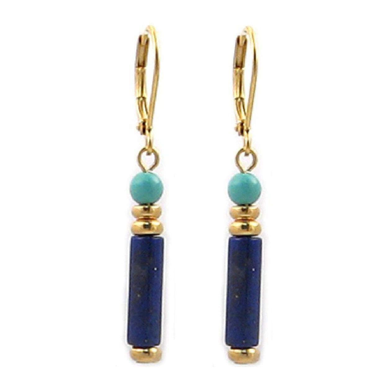 Egyptian Cleopatra Lapis Lazuli and Turquoise Earrings Museum Collection