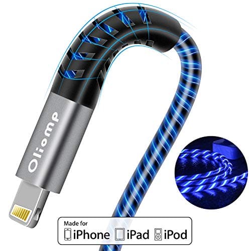 iPhone Charger Cable, 6FT LED Lightning Cable [Apple MFi Certified ] USB Fast Charging/Sync Cord Compatible with iPhone SE 11 11 Pro 11 Pro Max Xs MAX XR X 8 7 6S 6 5, iPad and More (Blue)