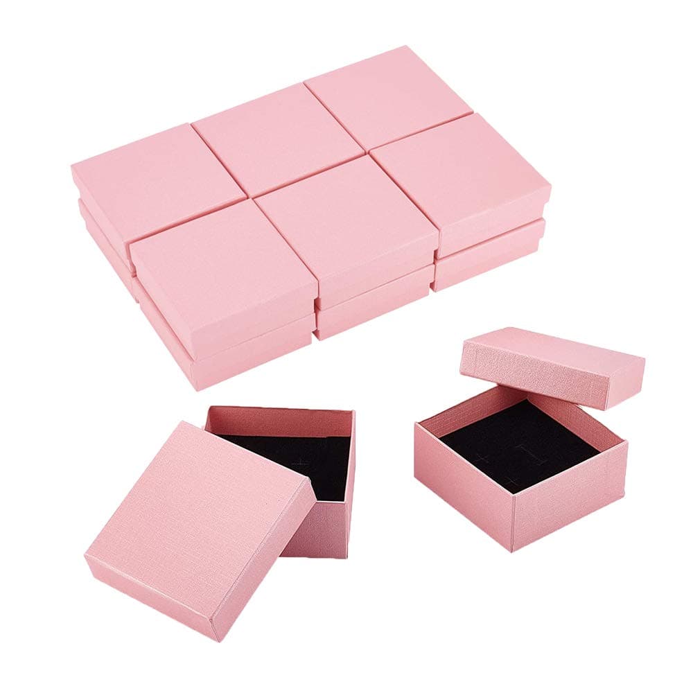 Cevvako Pink Cardboard Jewellery Boxes, 30 PCS 2 x 2 x 1.2 inches Necklace Earrings Ring Gift Boxes for Jewellery