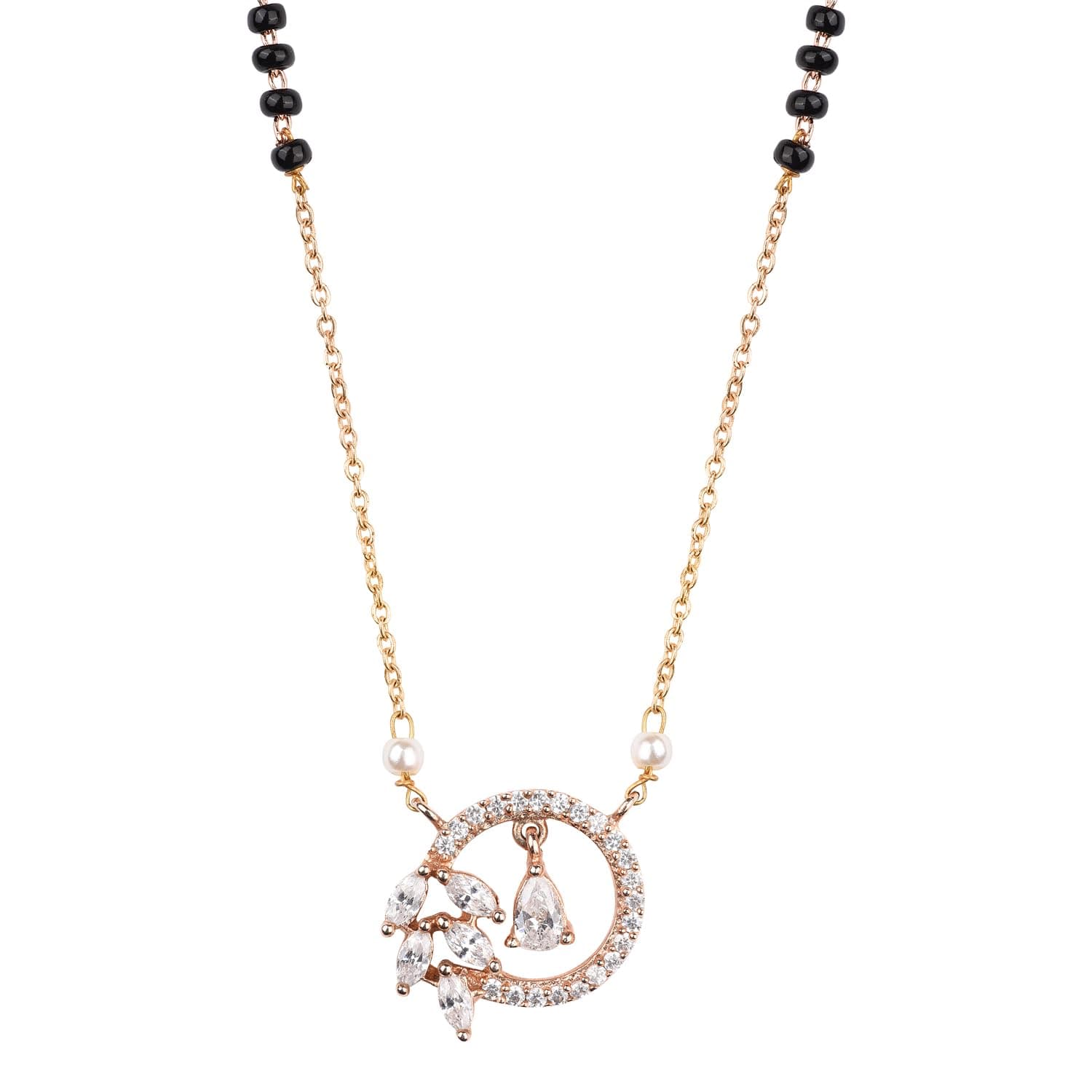 XPNSV Floral Drop round beaded mangalsutra pendant