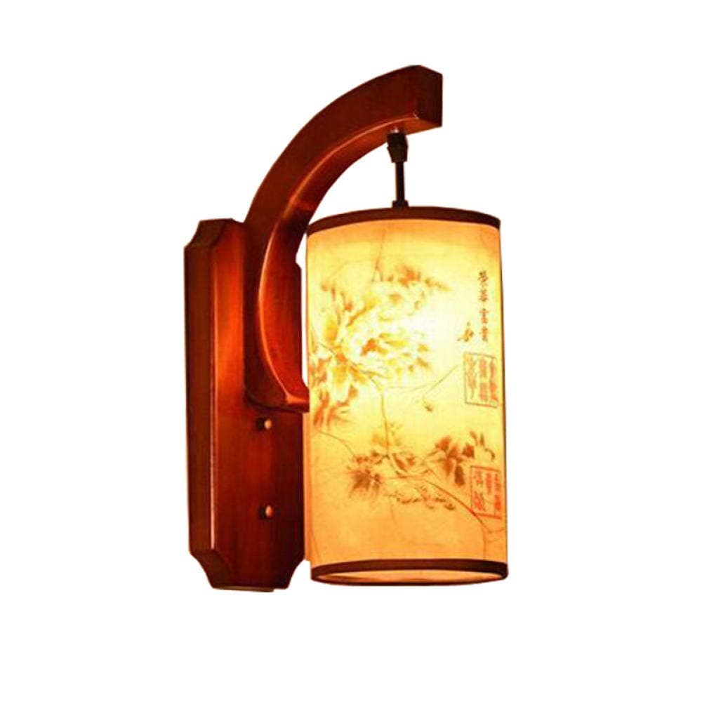 Vintage Chinese Wall Lamp Antique Wood Paqi American Staircase Aisle Corridor Bedroom Living Room Cafe Light