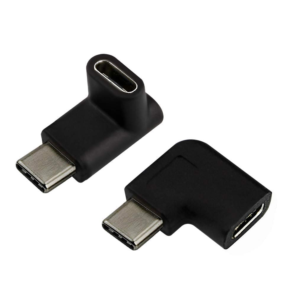 USB C Male to Female Adapter, Type C 90 Degree Angled Right & Left and Up & Down Extension Connector for Laptop & Tablet & Mobile Phone (2PACK)