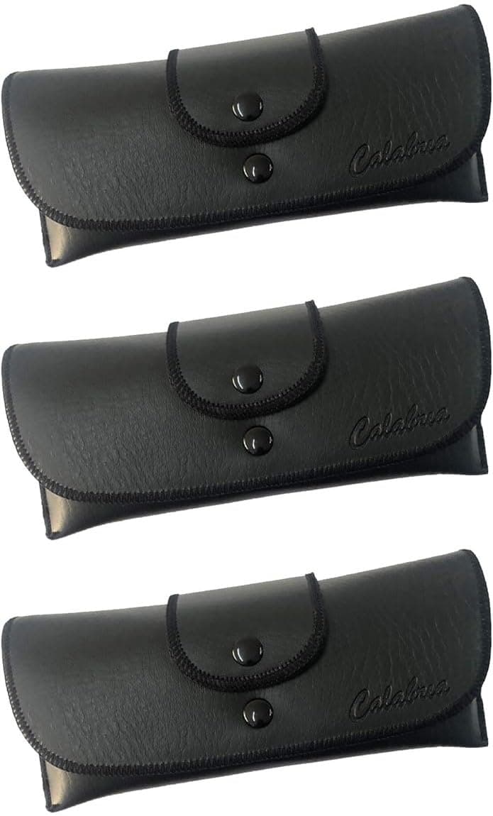 Double Snap Belt Loop Eyeglass Case PU Leather Vintage Style Old School Eye Glasses Pouch Semi-Hard Sunglass Holder