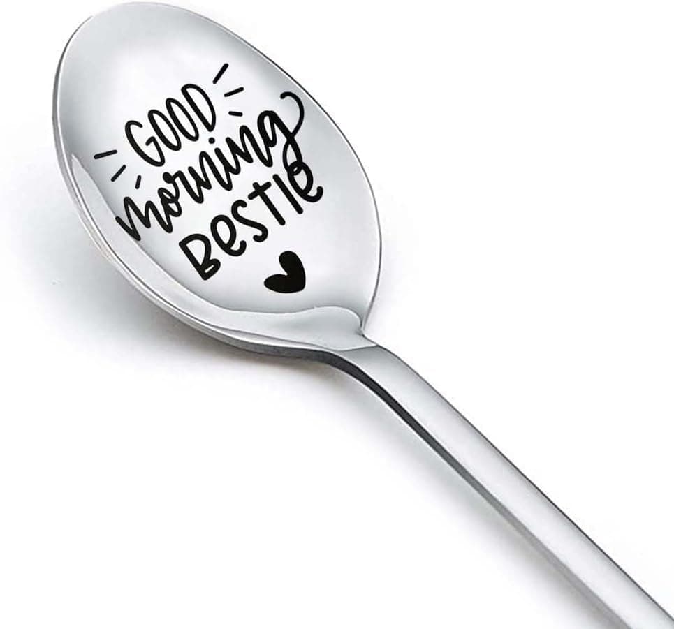 RFTWXHPN Bestie Best Friend Spoon Gifts for Women Teen Girls Good Morning Bestie Spoons for Best Friends Christmas Birthday Gift for BFF Friendship Gifts Coffee Tea Lover Gifts Spoon