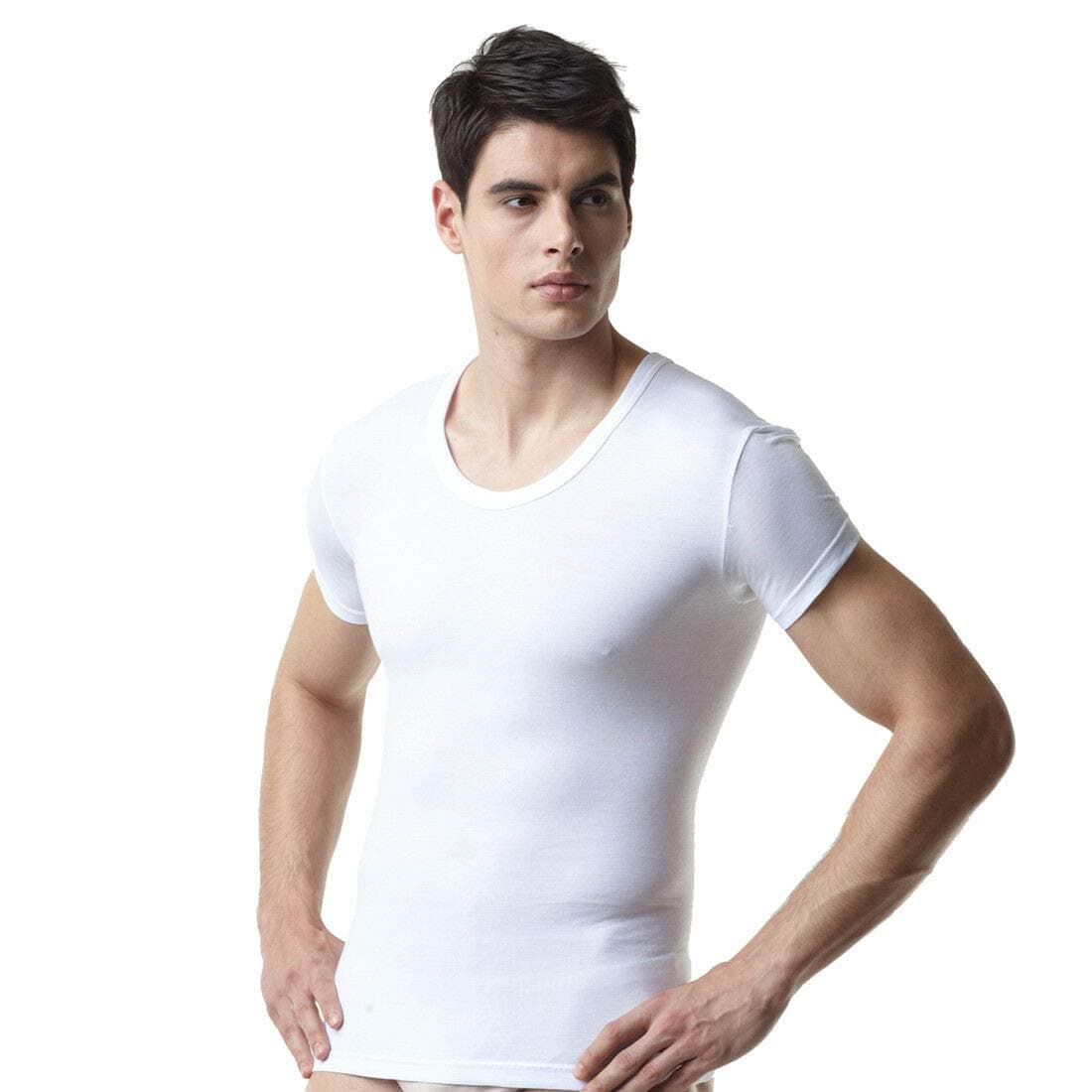 Try Men's Premium Basic Running Short Sleeve Undershirts 100% Cotton Multi Pack