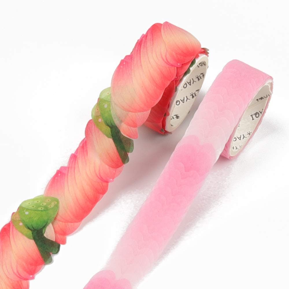 Molshine 2Rolls (200Petals/Roll) Collages Creative Floral Petal Washi Tape, Masking Tape Decorative Decals,Crafts DIY Petal Stickers for Scrapbooking,Planner,Decorative (Cherry Blossom & Lotus)