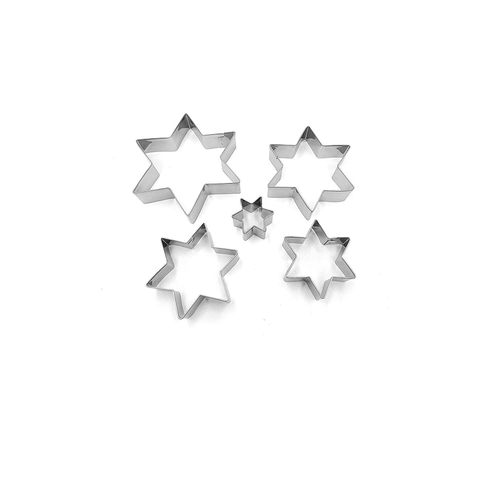 5 Pcs Stainless Steel Hexagonal Star Mold, Star Cookie Slicing Set, Star Shaped Biscuit Molds, Fondant Cake Cookie Molds, Stainless Steel Star Shaped Molds for Parties, DIY Baking Cake Decoration