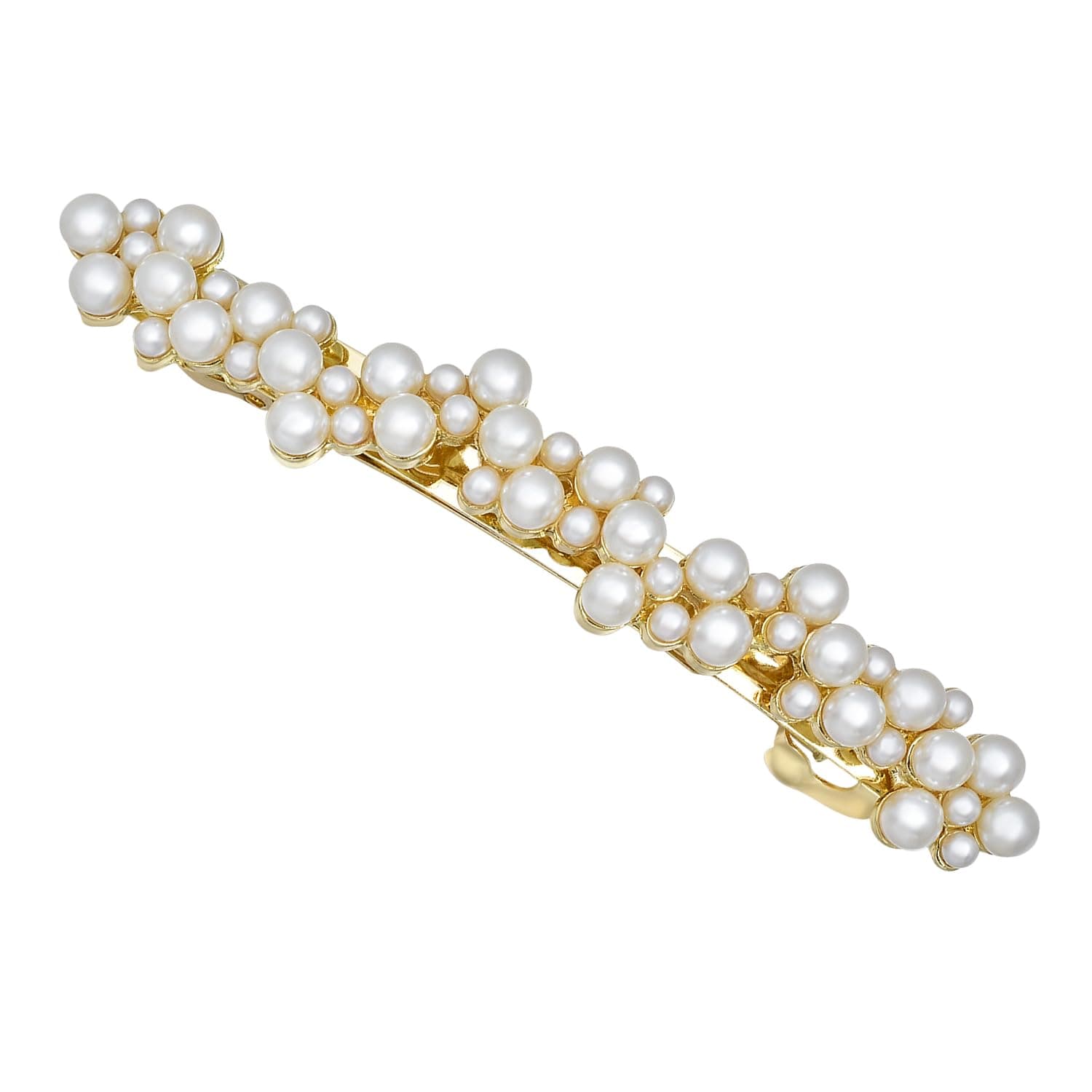 Vintage Pearl Hair Barrettes, Sparkly Wedding Crystal Hair Clips French Dedign Bridal Fashion Bling Rhinestons Hair Pins, Elegant Ponytail Holder, Hairgrip Hair Headwear Accessories for Women Girls Bride Bridesmaid (Type C)