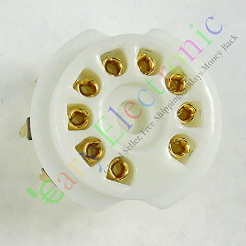 Cary 4pc Gold 9pin PCB Ceramic Vacuum Tube Sockets Valve Base 12ax7 12au7 Ecc83 Ecc82