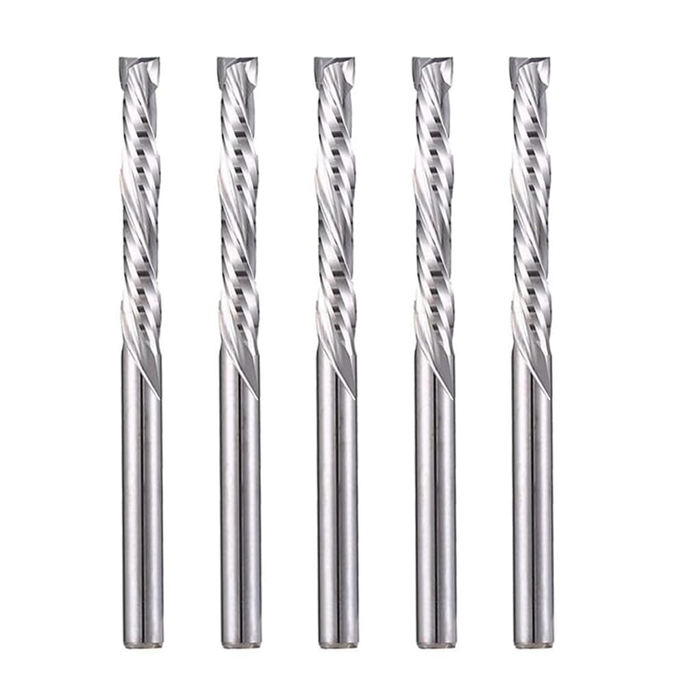 HOZLY 3.175x22mm UP &Down Cut Two Flutes Spiral Carbide Mill Tool Cutters for CNC Router Compression Wood Bits Pack of 5
