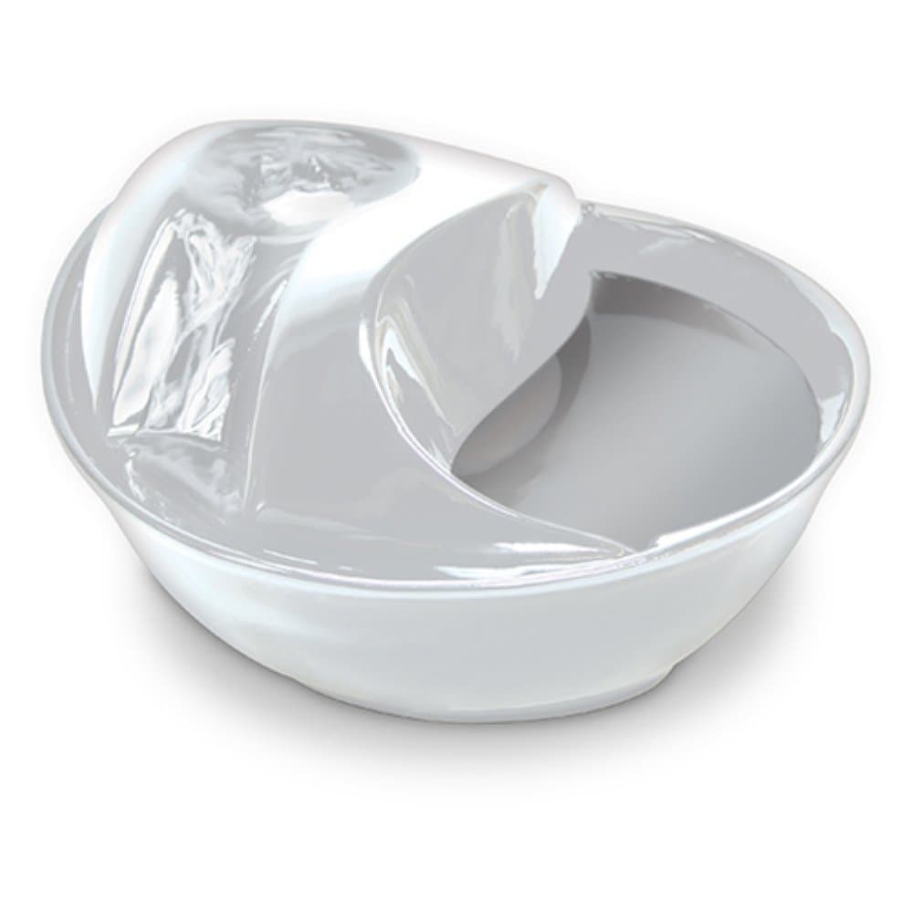Pioneer Pet Raindrop Ceramic Drinking Fountain for Pets, White