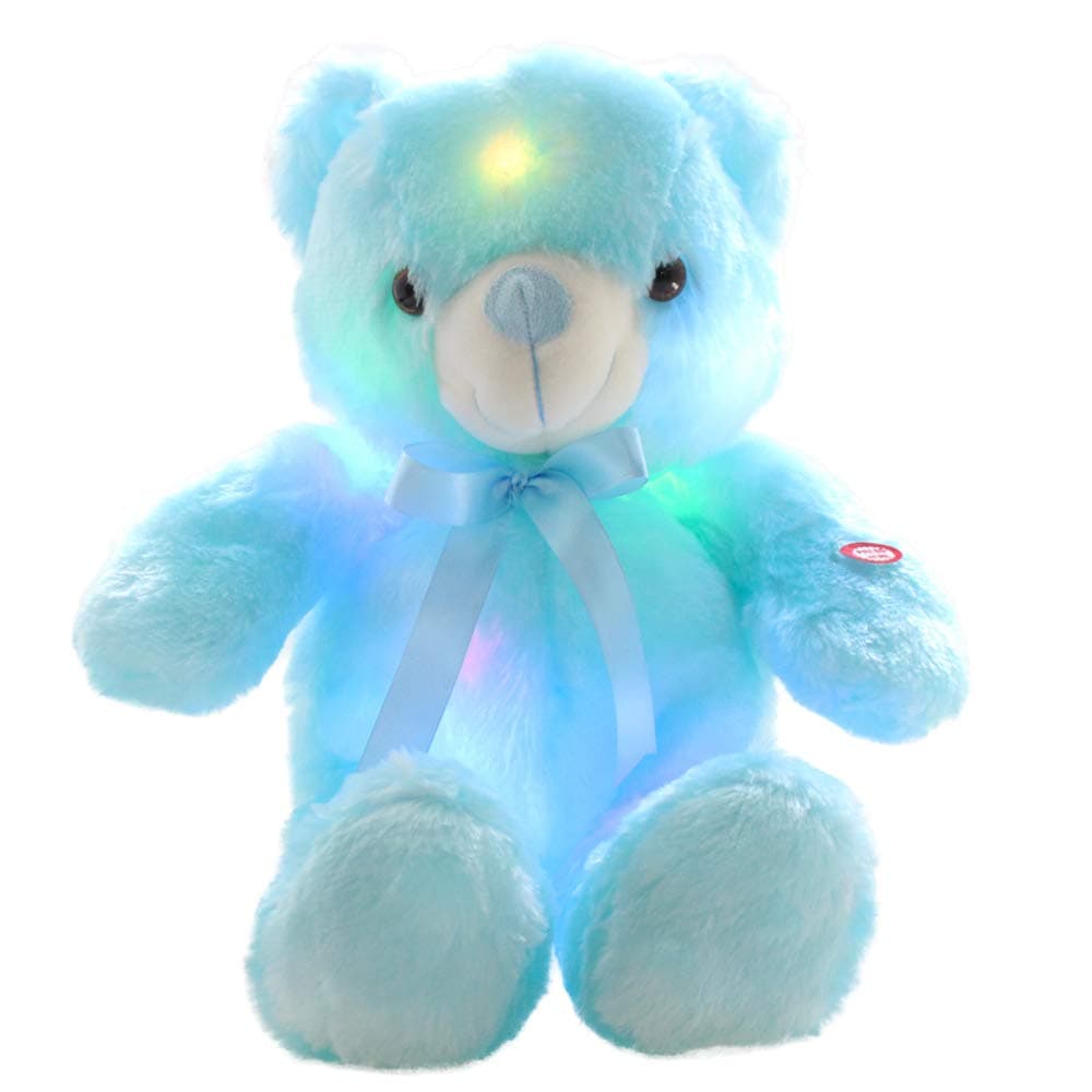 LED Teddy Bears Stuffed Animals, Cute Glow Bear Plush Toys Creative Colorful Luminous Light Up Doll Gifts for Bedroom, Kids, Baby, Valentine,Blue,18 inch