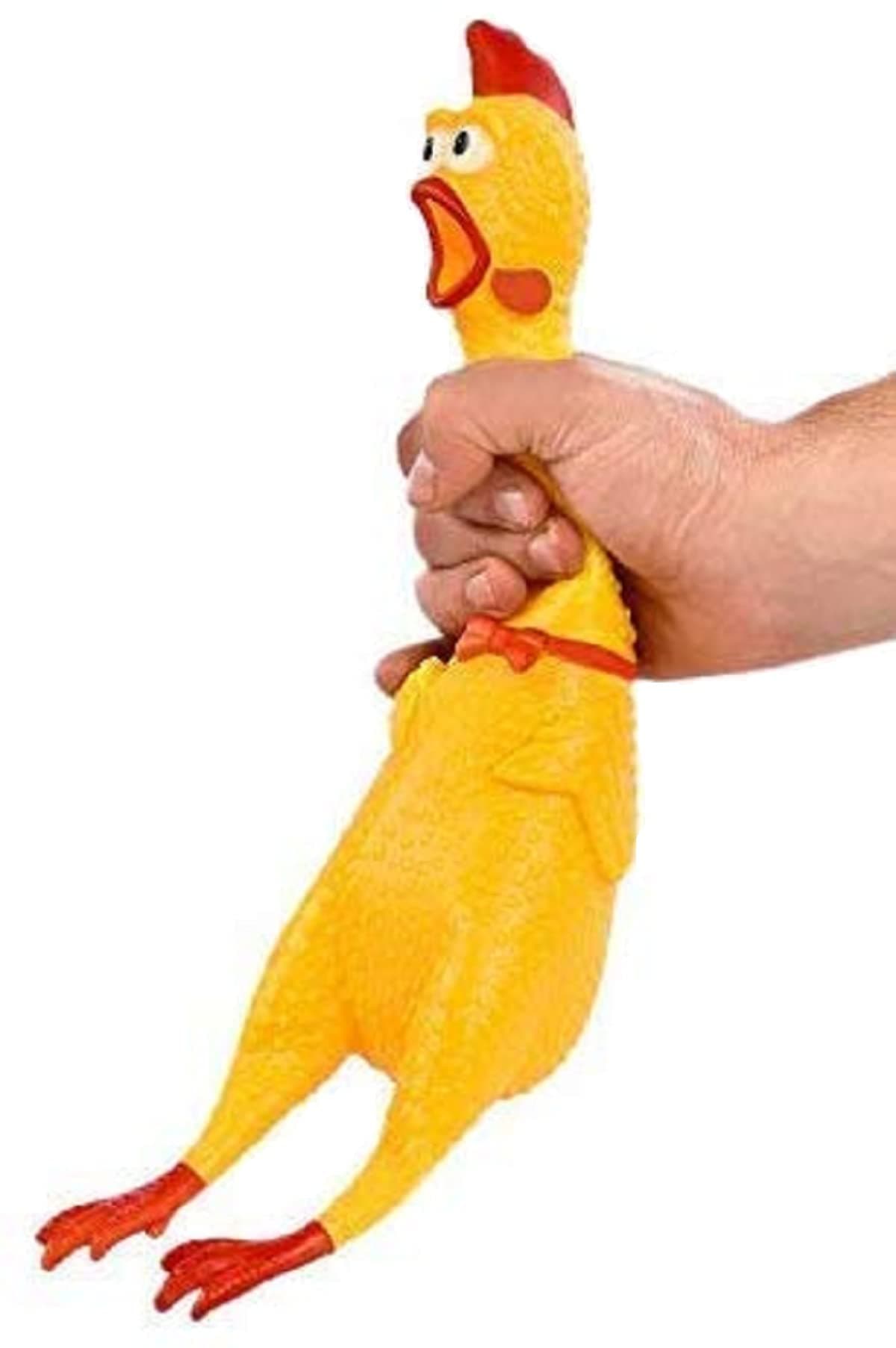 Hilarious 15” Rubber Screaming Chicken Toy For Kids & Pets – Super Durable & Funny Squeaky Chicken Dog Chew Toy - Silly Squeezing & Squawking Novelty Gift Idea – Vibrant Colors & Wacky Design
