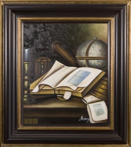 Artmasters Collection KM89617-83A World of Literature Framed Oil Painting