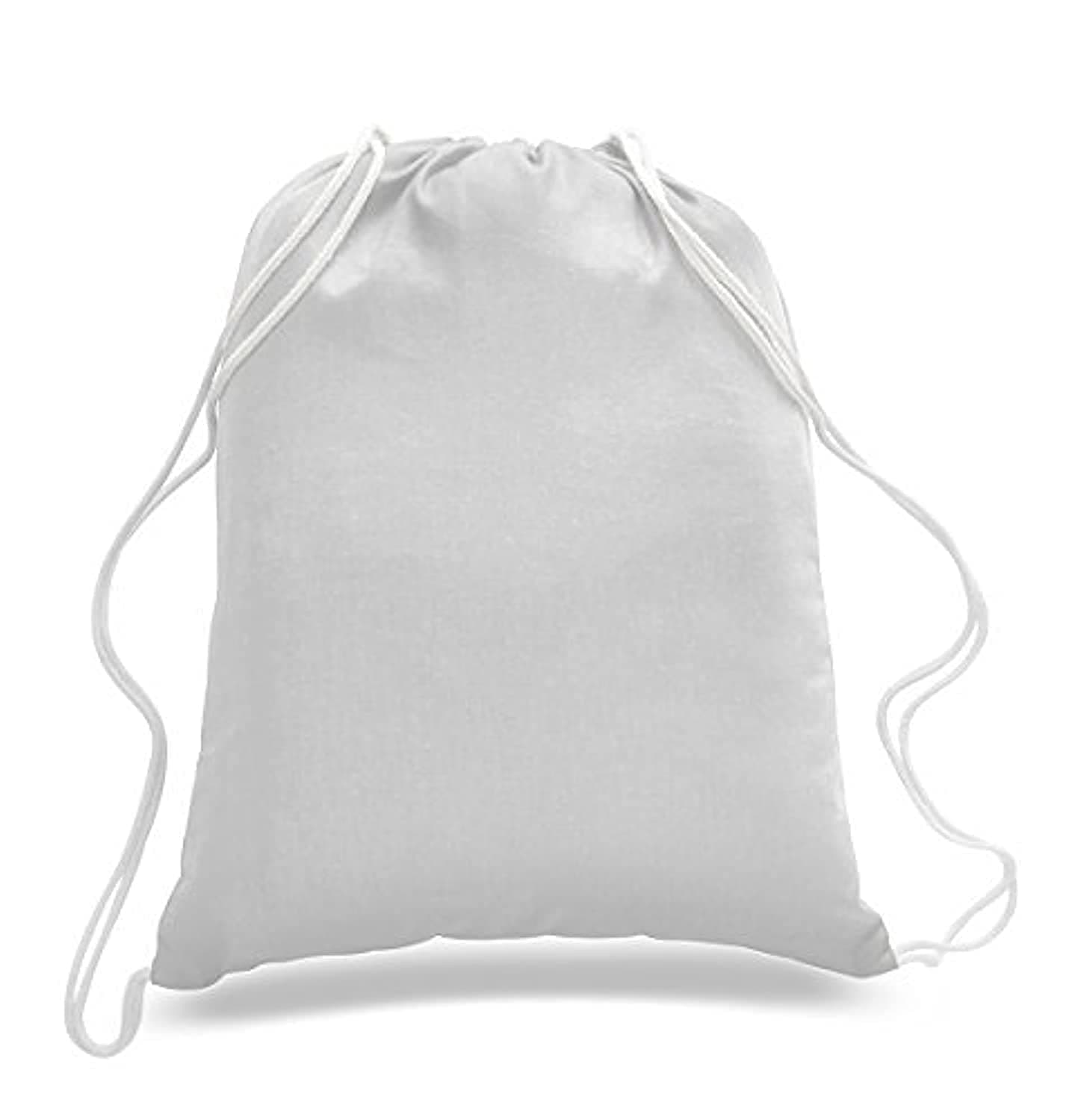 'ToteBagFactory 6-Pack Cotton Canvas Drawstring Backpacks: Blank, Plain, Reusable Cloth, 14'' W x 18'' H'