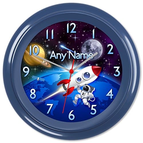 Serviton Cartoon Rocket Clock Planet Spaceship UFO Alien Space Astronaut Wall Clock #05 - Can be personalised
