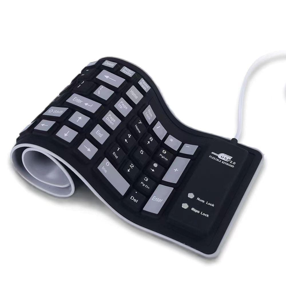 VOOCME Silicone Keyboard, Portable Keyboard for Laptop, PC, Notebook and Travel, Flexible Roll-Up Foldable Keyboard, Waterproof, Dustproof and Lightweight, Complet Size.