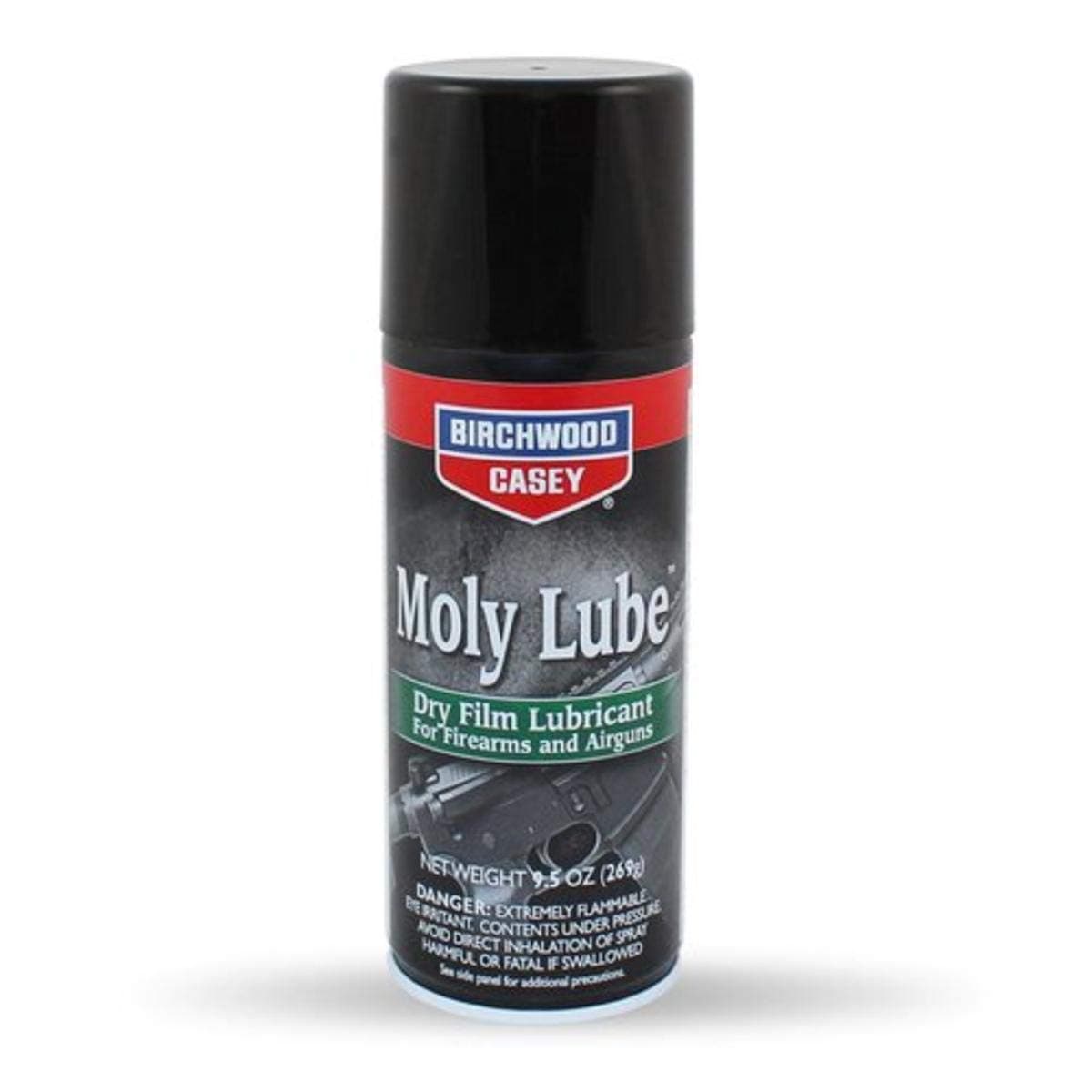 - BIRCHWOOD CASEY Moly Lube Dry Film Gun Lubricant, 9.5oz Aerosol, Fast-Drying Long-Lasting Spray for Internal Lubrication of Moving Metal Gun Parts