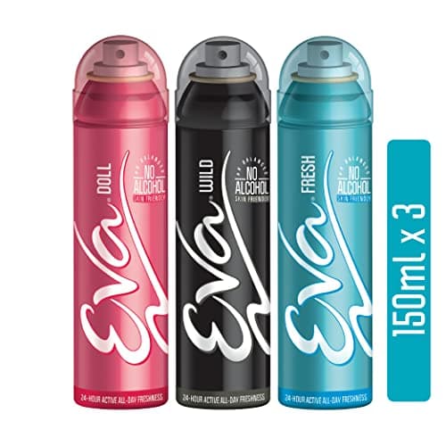 Eva Doll 150 Ml + Wild 150 Ml +fresh Deodorant 150 Ml (Pack of 3, Aerosol, Female)