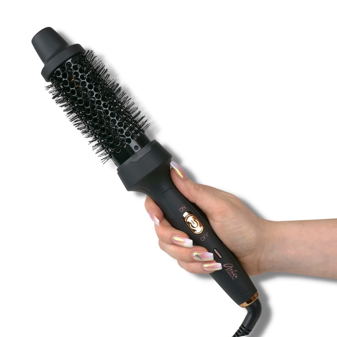 HairGoals Hot Styling Brush - Hair Dryer and Blow Dryer with Round Brush Adds Volume - Achieves Perfect Blowout Effect - Black - 1 pc