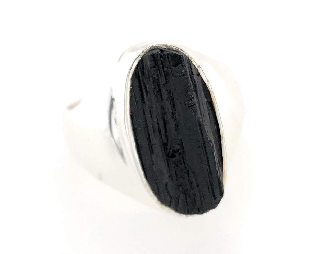 Natural Rocks by KalaNatural Black Tourmaline 925 Solid Sterling Silver Men's Ring Size 8.5