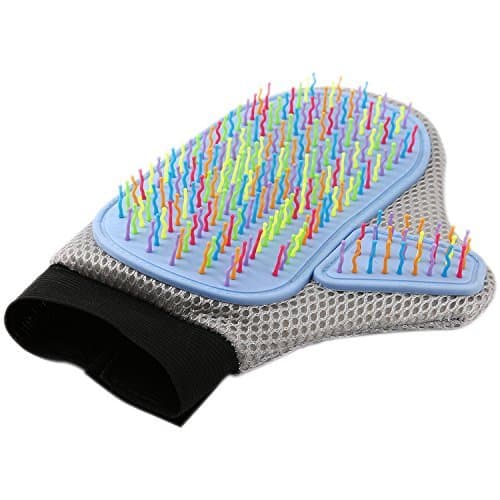 Pet Grooming Gloves - Elastic Bending Rubber Tips - Dog & Cat Brush Gloves for Gentle Grooming - Perfect for Short and Long Fur - By Beruth