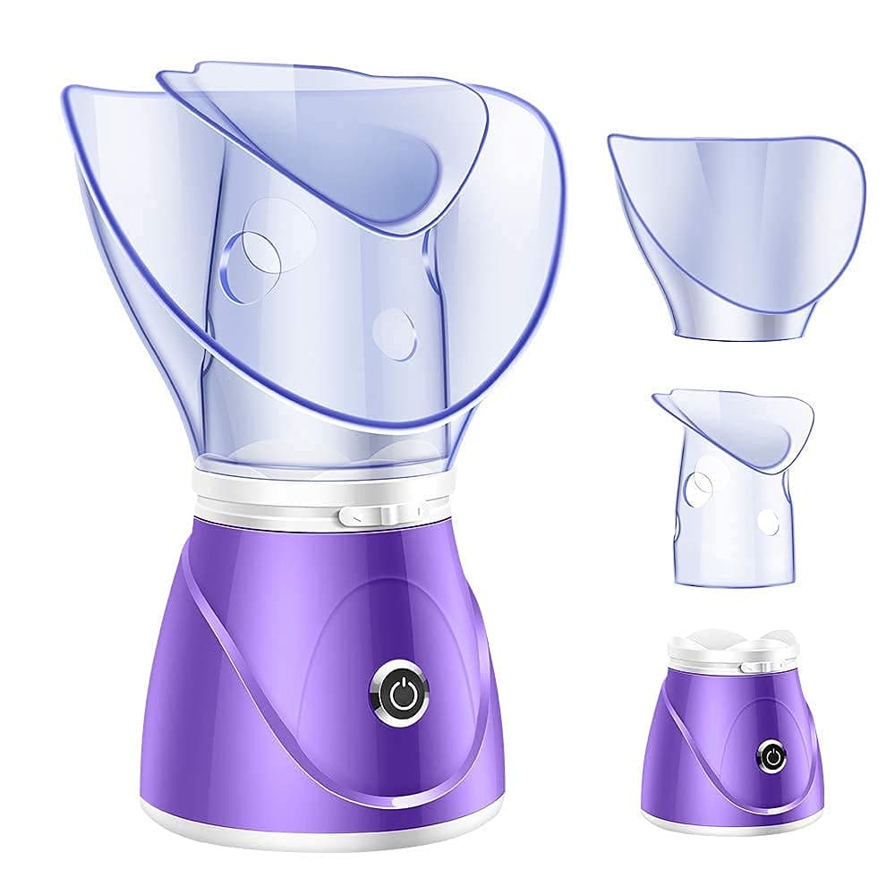 ORiTi Facial Steamer + Acne Removal Kit, Professional Sinus Steam Inhaler Face Skin Moisturizer Facial Mask Spa with Aromatherapy Diffuser (Classic type+Acne Removal Kit, Purple)