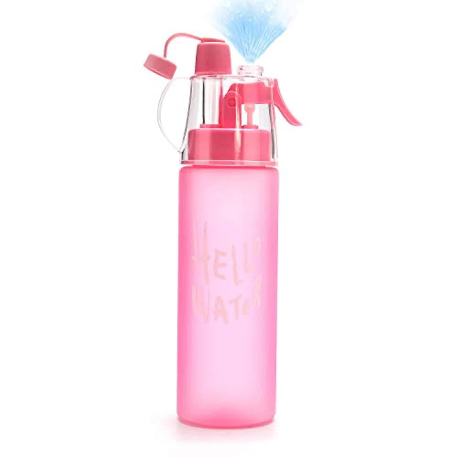 580ML Misting Water Bottle, 20OZ Sports Water Bottle with Spray Mist for Outdoor Hydration, BPA-Free Mist Water Bottle (Pink Frosted, 580ml/20oz)