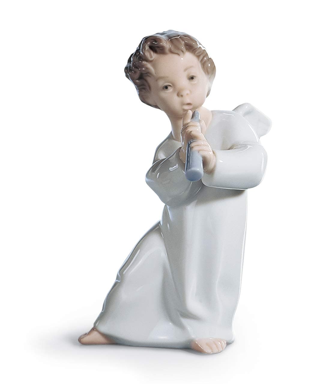 LLADRÓ Angel with Flute Figurine. Porcelain Angel Figure.