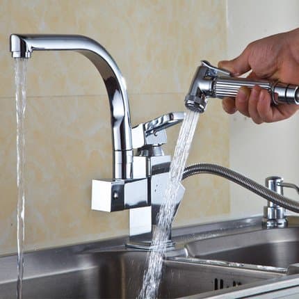 YanCui@ Kitchen sink foucet Kitchen sink faucet multifunction pull faucet copper cold hot water Rotary swivel